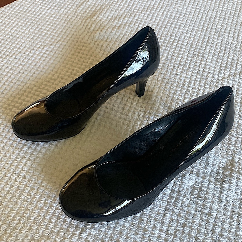Black high heel shoes from BCBGeneration with silver above heal on the back